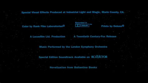 A Lucasfilm Ltd Productiona Twentieth Century Fox Releasethx Tap