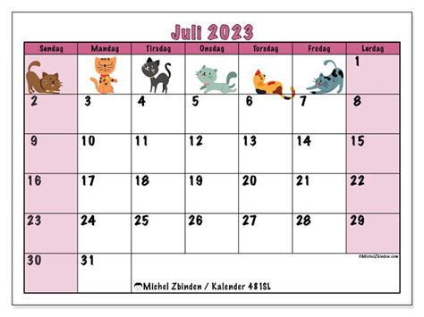 Kalender Juli 2023 Til Print “481sl” Michel Zbinden Da