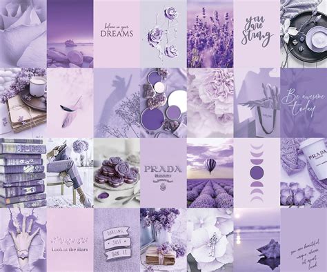 110pcs Lavender Purple Wall Collage Kit Aesthetic Tre
