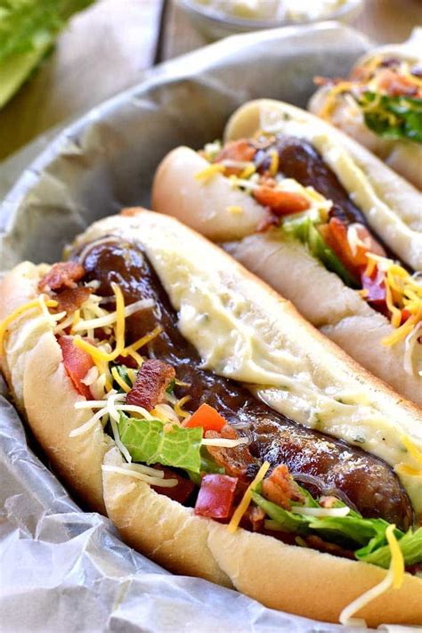 Cheddar Ranch Blt Brats Recipe Hot Dog Recipes Sausage Recipes