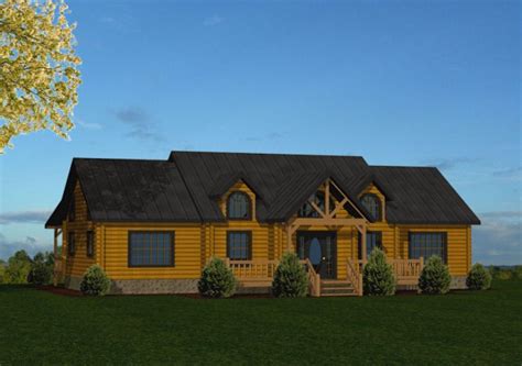 Each of these floor plans between 1,400 and 2,000 sf may be modified to the specifications of the individual homeowner. Single-Story Log Homes Floor Plans & Kits: Battle Creek ...