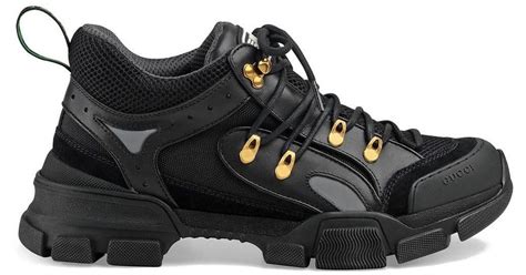 Gucci Rubber Flashtrek Sneakers In Black Leather Black For Men Lyst