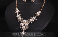 imitation pearl jewelry loading rhinestones alloy pearls ladies sets nice jjshouse