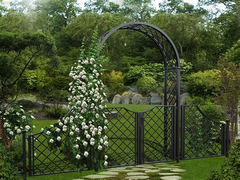 Portofino Garden Arch With Garden Gate And Fence Solid Galvanised Steel