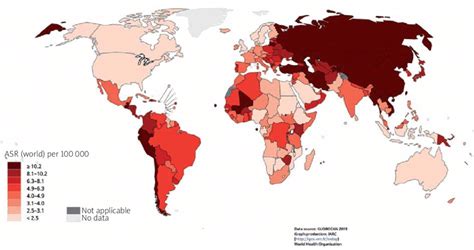 Map Shows The Estimated Age Standardized Mortality Rates World For