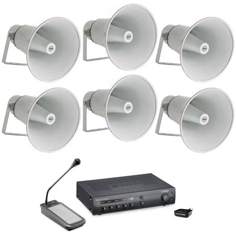 Public Address Sound System With 6 Bosch Horn Loudspeakers Push To