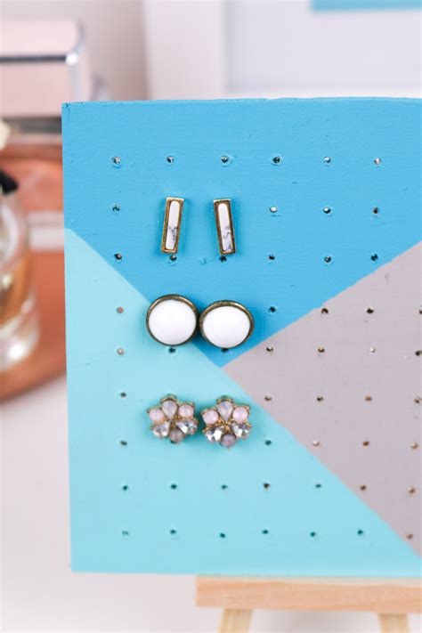 Only remove your earrings after the amount of time recommended by your piercer, usually at least six weeks. Jewelry Storage: DIY Wood Earring Board | Club Crafted