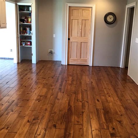 Minwax Early American Stain On Pine Solid Hardwood Flooring In Kitchen