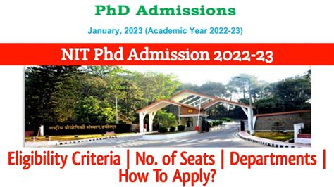 Nit Phd Admissions 2022 23 Departments No Of Seats Eligibility