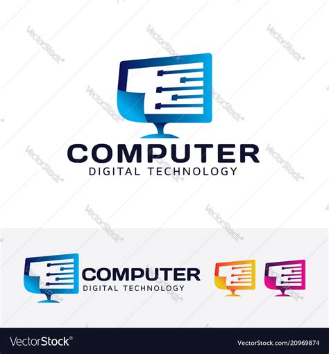 Computer Digital Technology Logo Design Royalty Free Vector