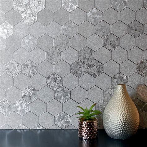 Arthouse Silver Metallic Wallpaper Foil Wave Vinyl Floral Brick
