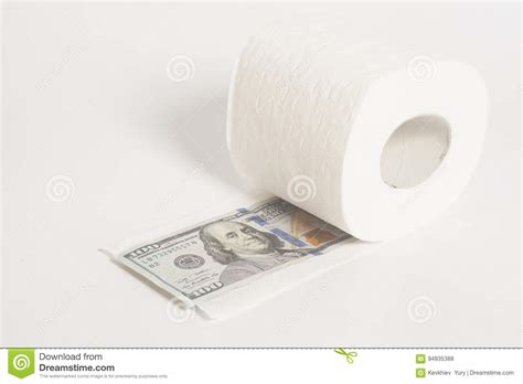 Toilet Paper Roll Of Money One Hundred Dollar Stock Photo Image Of
