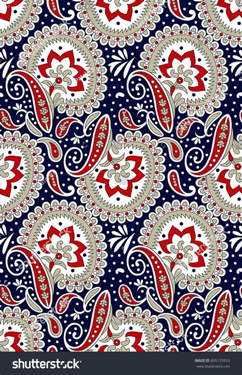 Traditional Indian Paisley Pattern Fabric Print Design Textile