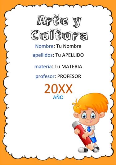 Caratula Y Portada De Arte Y Cultura En Word 3 Caratulas Para Cuadernos