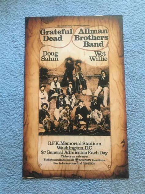 Grateful Dead Allman Brothers Concert Poster Rfk Stadium 1973 1900