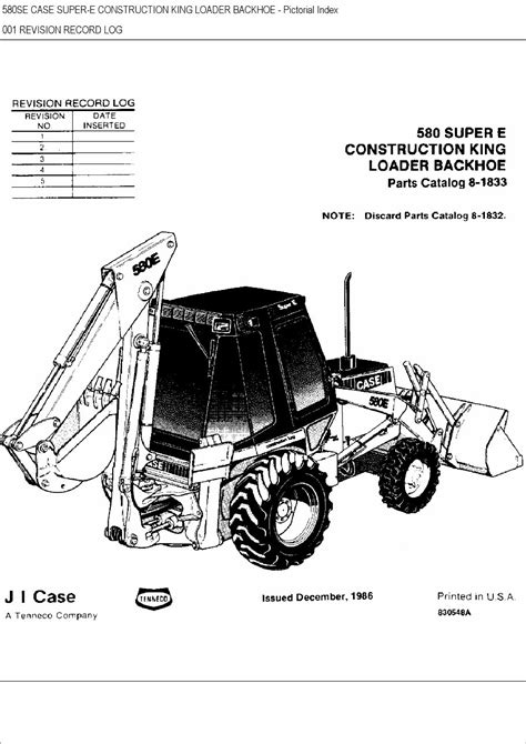 Case 580e And 580 Super E Tractor Loader Backhoe Parts Catalog Manual