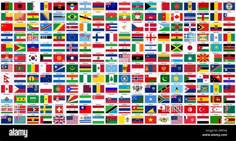 Alphabetical World Flags Complete Collection Isolated On Gray