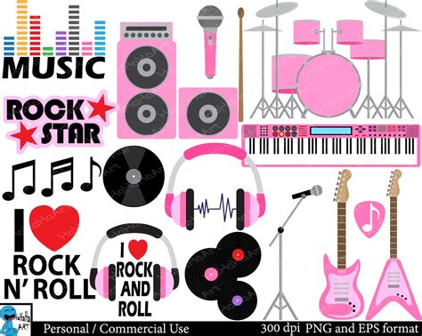 Rock And Roll For Girls Set Clipart Digital Clip Art Etsy