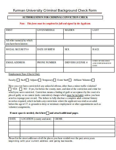 11 Criminal Background Check Form Templates In Pdf Doc