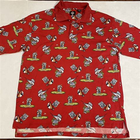 vintage tabasco polo shirt red all over print aop golf marlin boat men s sz xxl ebay