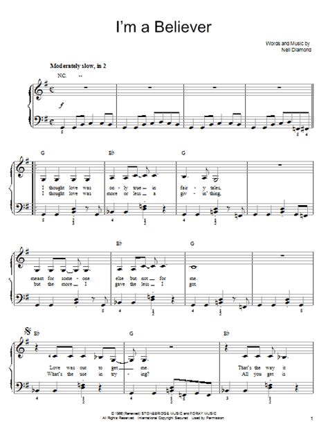 Free sheet music for violin. I'm A Believer | Sheet Music Direct