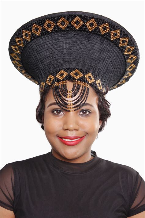 Large Zulu Hat African Hat Isicholo African Bucket Hat Zulu African Hat Double Frame Beaded Zulu