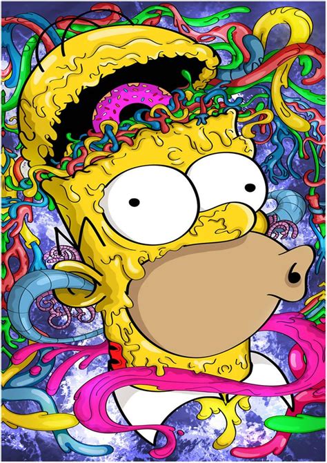 The Simpsons Homer Psychedelic Drawing Artist Classic Tv Etsy