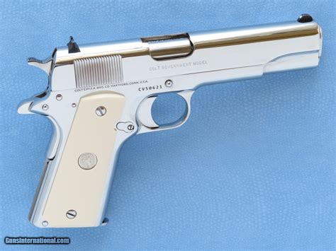 Colt Government Model 1911 Bright Stainless Steel Cal 45 Acp