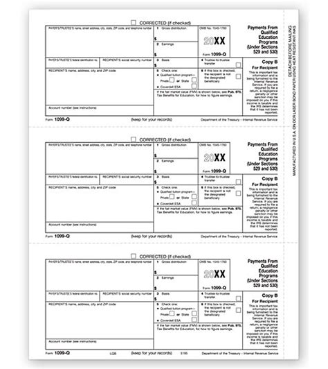 Laser 1099 Q Form Recipient Copy B