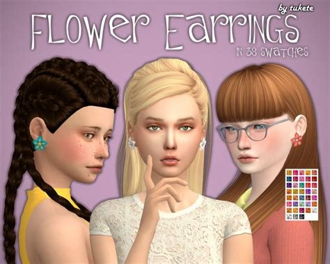 Flower Earrings At Tukete Sims 4 Updates Flower Earrings Sims 4