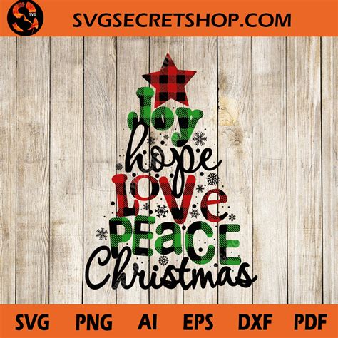 Joy Hope Love Peace Christmas Svg Plaid Tree Christmas Tree Svg Svg
