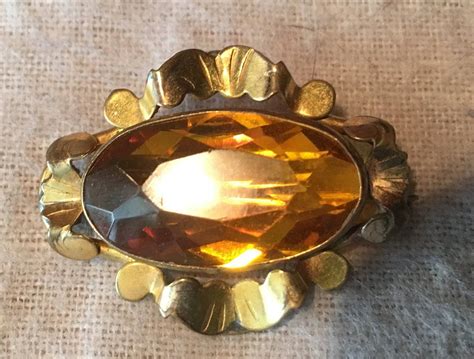 Beautiful Victorian Citrine Topaz Gold Filled Brooch Pin With Etsy