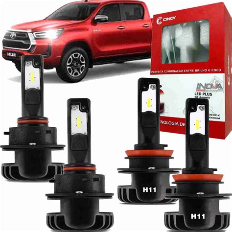 Kit Lampada Super Led Plus Cinoy Hilux Sr Srv Farol Alto E Baixo