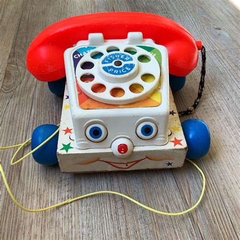 Vintage Fisher Price Toy Chatter Telephone 747 Wooden Toy Etsy In
