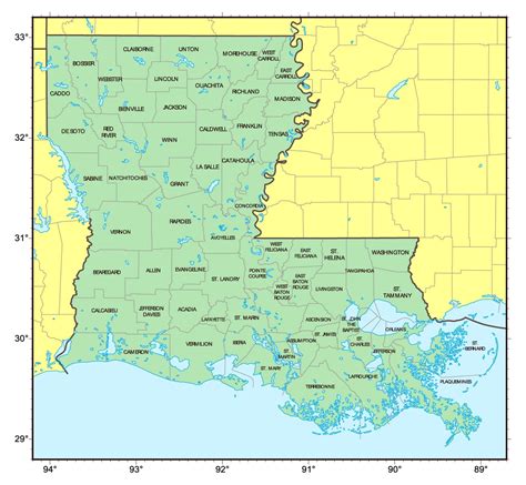 Detailed Administrative Map Of Louisiana State 20 Inch By 30 Inch