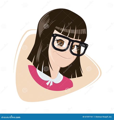 Smiling Cartoon Girl With Big Glasses Stock Vector Illustration Of
