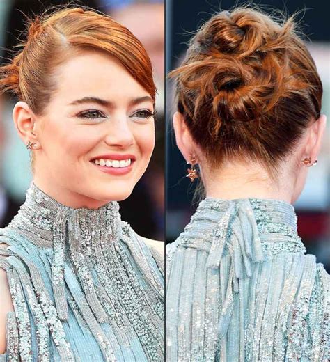 How To Re Create Emma Stones Double Bun Red Carpet Hairstyle