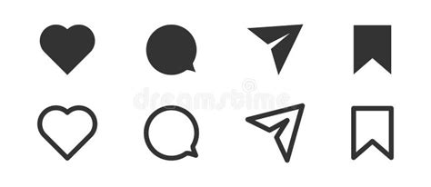 Like Comment Share Save Icon Set Social Media Symbol Collection Stock