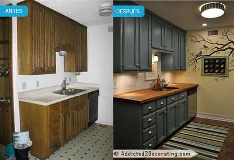 Puedes regular la altura de los módulos bajos con los zócalos ajustables y el grosor de la encimera para trabajar con comodidad. Pintar muebles de cocina. Antes y después, fotos y ...