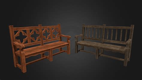 antique wooden benches 3d model by marcy vickivampiress [d9c1081] sketchfab