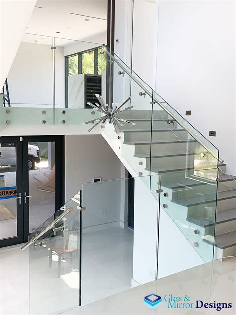 Glass Railing With Standoff System Handrail On The Side Laminated