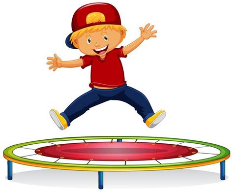 Happy Boy Jumping On Trampoline 433259 Vector Art At Vecteezy