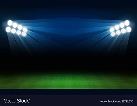 Football Arena Field With Bright Stadium Lights Vector Image