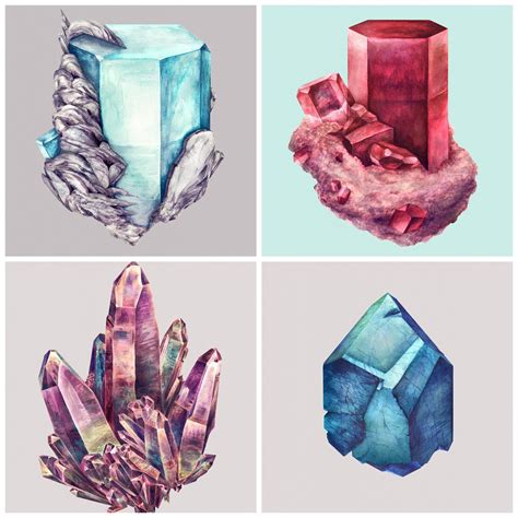 Mineral Admiration Watercolor Paintings Of Crystals By Karina Eibatova