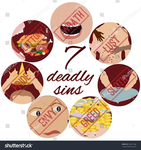 Seven Deadly Sins Bible Vector Illustration Vetor Stock Livre De