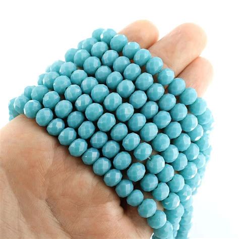 Faceted Glass Beads Mm X Mm Turquoise Blue Strand Beads
