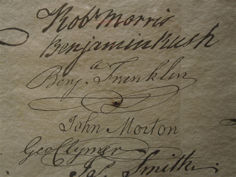Benjamin Franklins Signature On The Declaration Of Independence