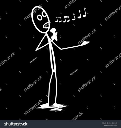 Sing Stickman Melody Music Matchstick Stick Stock Vector Royalty Free