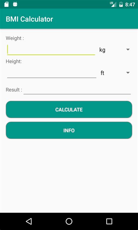 BMI calculator android app