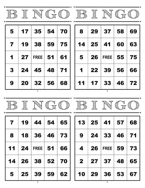 Bingo Cards 1000 Cards 4 Per Page Numbered Immediate Pdf Etsy In 2020